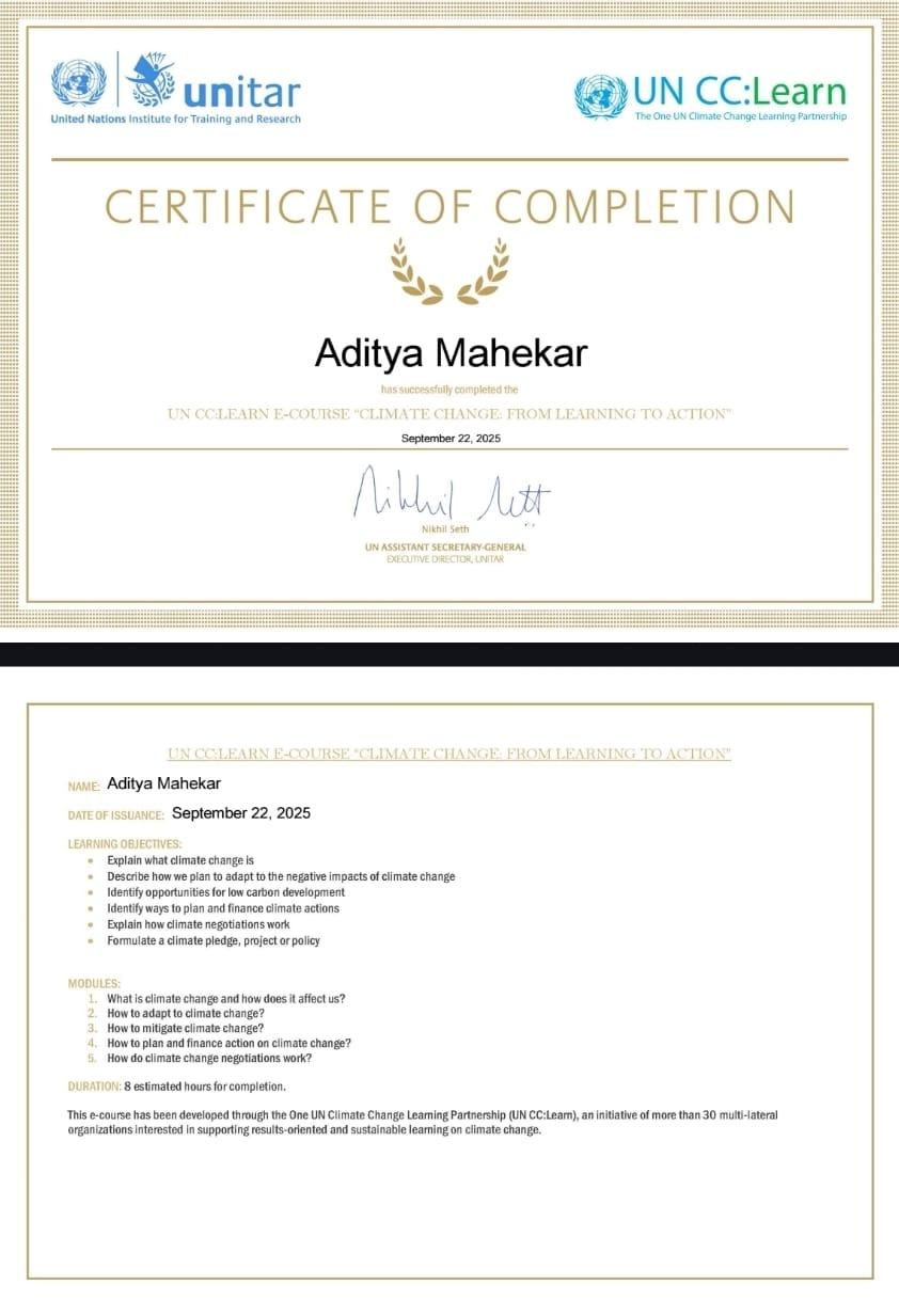 Climate Change from Learning to Action Certificate