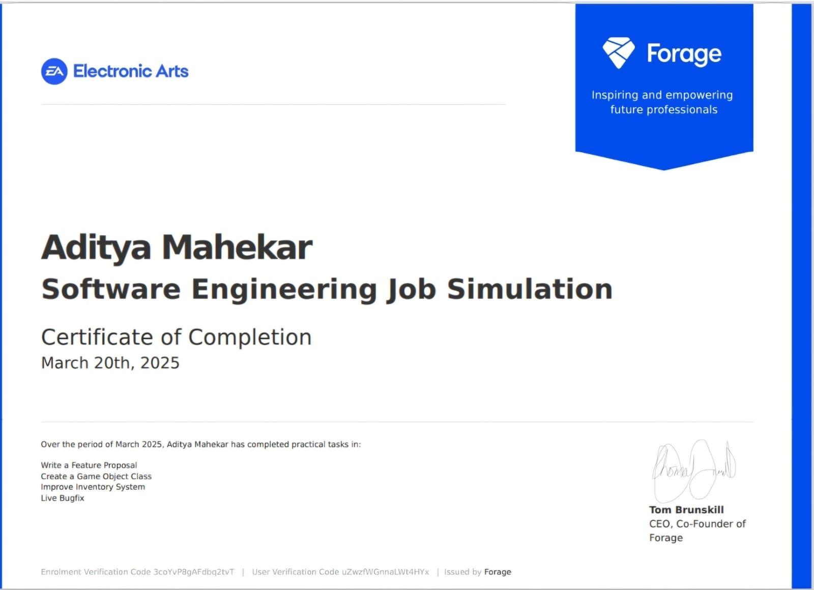 Electronic Arts – Software Engineering Job Simulation