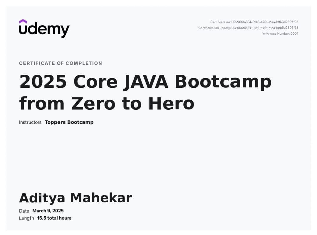 2025 Core Java Bootcamp – Zero to Hero