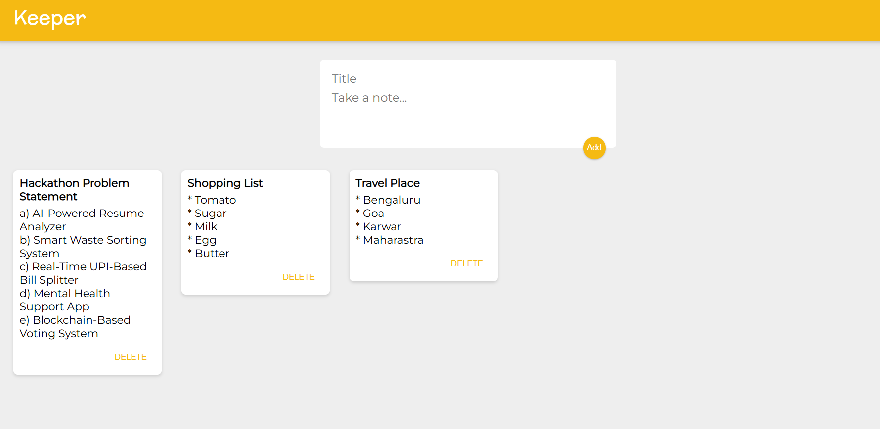 Keeper App (React)